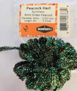 Synthetic Peacock Herl Chenille 4mm " Green Peacock " body for Flies - Picture 1 of 3