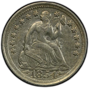 1854 P Seated Half Dime with Arrows PCGS AU Details Cleaned - Picture 1 of 4