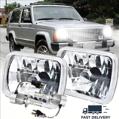 Pair For Jeep Cherokee 1984-2001 XJ for Wrangler 86+ LED Headlights H/L 5x7" 7x6 - Image 1 of 4