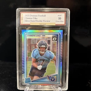 Donruss Football Chimere Dike 2025 clasificación plateada novato vista previa #387 gema 10 - Imagen 1 de 2