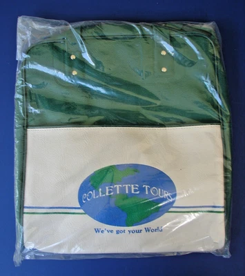 Vintage Collette Tours Green Vinyl Airline Travel Carry On Bag Case/Tote SEALED - Image 1 of 4