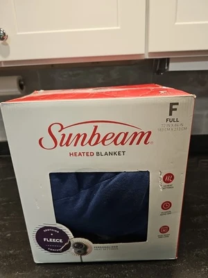 Sunbeam BSF9GFS-R595-13A00 Quilted Fleece Heated Blanket  - Blue - Image 1 of 4