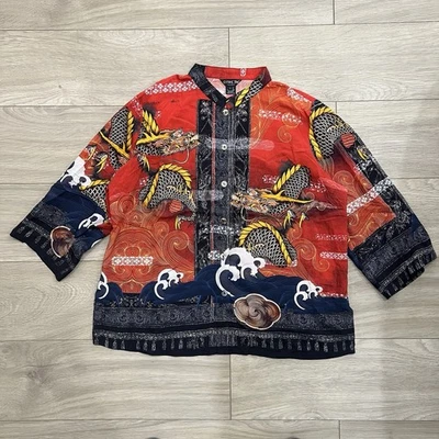 Camisa Citron Santa Monica Para Hombre Manga Corta Diseñador Arte Dragón Roja Negra Grande Foto 1 de 4