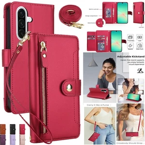 For Samsung A56 A36 A26 A17 A16 A07 Leather Card Pocket Holder Flip Wallet Case - Picture 1 of 18