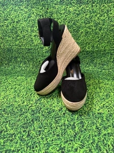 NEW- wedge espadrilles-BLK- Women size 7 - Picture 1 of 7