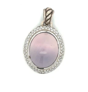 David Yurman 925 Sterlingsilber Diamanten opak lila Edelstein Anhänger Verstärker - Bild 1 von 7