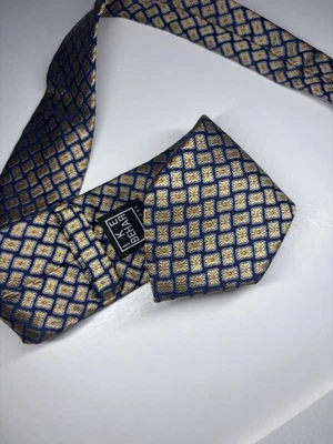 Corbata floral Ike Behar New York para hombre 100 % seda azul y dorado 59”x3,5” Foto 1 de 4