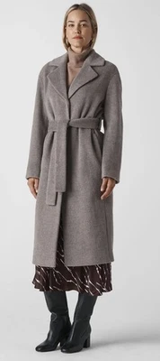 Abrigo envolvente Whistles gris Darcey dibujado con cinturón, talla L, PVP £295 Foto 1 de 4