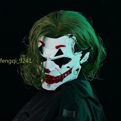 Joker Mask Short Curly Hair Cyberpunk Anime COS Animation Halloween Performance - Image 1 of 4