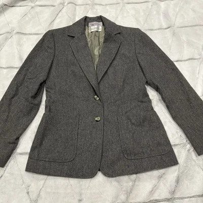 Blazer para mujer Saks Fifth Avenue Evan- Picone gris mezcla de lana dos botones Foto 1 de 4