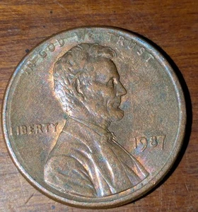 1987 1c Memorial Cent Missing L Struck Through Grease Error Uncirculated Details - Picture 1 of 4