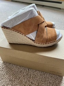 Gentle Souls by Kenneth Cole Charli Braid Wedge Cognac Suede Women's Sz 9 NEW - Picture 1 of 6