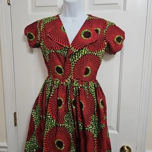 African Ankara Women's Dress Wax Print 100% Cotton High Quality X Small - Small - Picture 1 of 20