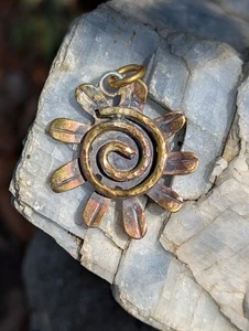 Brass Spiral Flower Artisan Hand Made Pendant  .A23c - Bild 1 von 7
