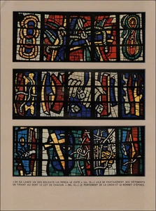 1952 Impresión De Colección Arte Vitral Francés Iglesia Jesús Cruz Crucifixión Corona - Imagen 1 de 3