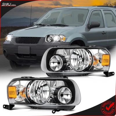 Pair Headlight Assembly For 2005-2007 Ford Escape Front Black Housing - Изображение 1 из 4