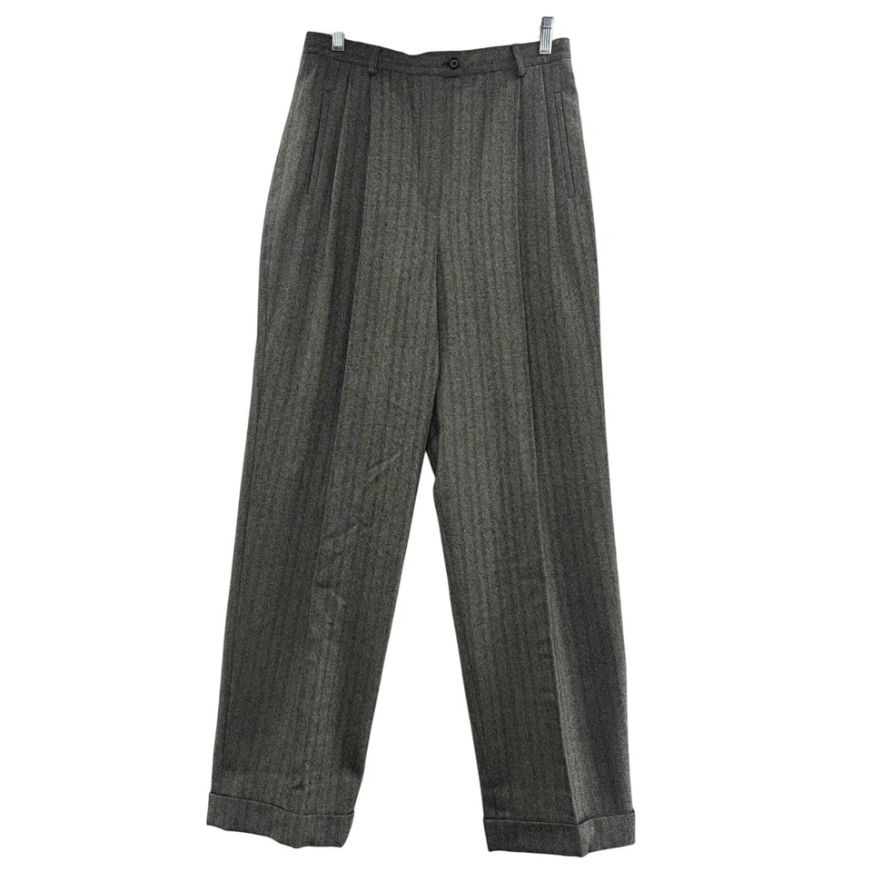 Pantalones de vestir para mujer Lauren Ralph Lauren gris espiga mezcla de lana talla 12 Foto 1 de 4