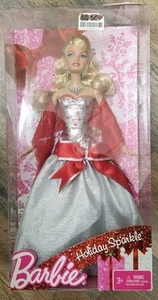 Barbie Holday Sparkle Lacey Doll 2010 collezione Mattel nuova con scatola abito rosso argento - Foto 1 di 4