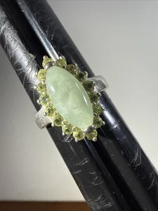 925 Sterlingsilber Vintage Jade & Peridot Cocktail Cluster Ring Größe 10 1/2 - Bild 1 von 7