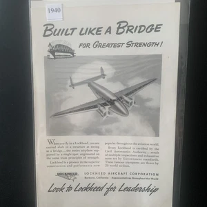 Vintage 1940 Lockheed Built Like A Bridge For Greatest Strength Ad Advertisement - Picture 1 of 2