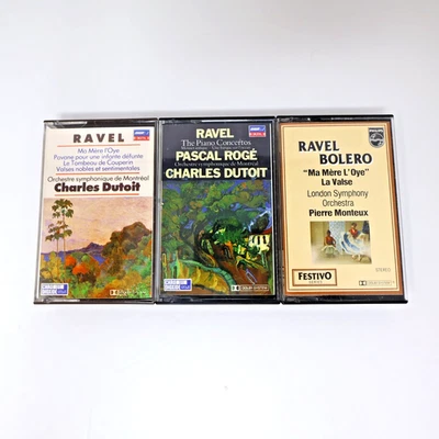 Ravel 3 Cassettes Lot Bolero/Ma Mère L'oye/Pianos Conertos Dutoit/Monteux/Rogé - Image 1 of 4
