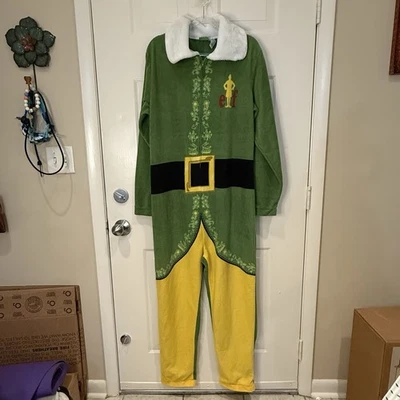 Fleece Halloween Christmas Elf Costume or Pajama GSuit One Piece Adult XLG - Image 1 of 4