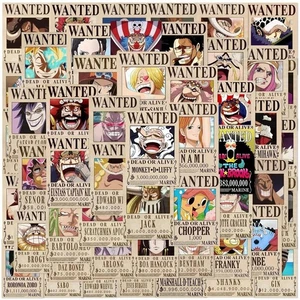 50 un. Carteles de anime de una pieza buscados calcomanías geniales decoración hágalo usted mismo teléfono Su - Imagen 1 de 12