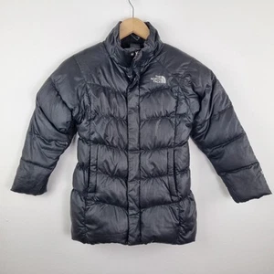 North Face 550 Puffer Coat, Black Full Zip Down Puffer Jacket, Child 7-8yrs - Picture 1 of 7