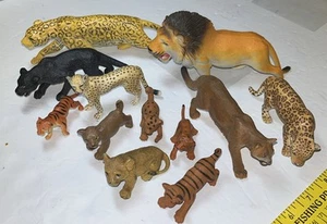 Lot of 12 Big Cats Lion Tiger Panther Animal Figures Schleich Safari AAA K&M - Picture 1 of 8