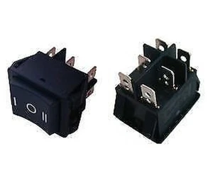 10pcs Rocker switch ON-OFF-ON 22x28mm 15A/250Vac, fixed, 6pins. DP3T - Picture 1 of 1