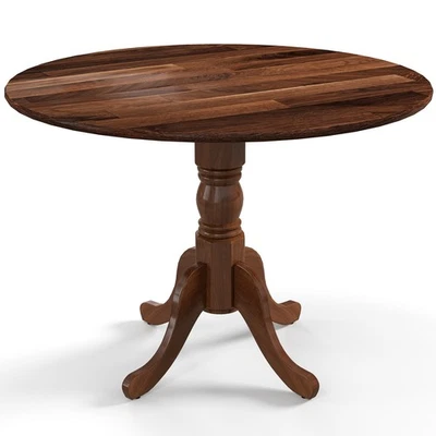 Rustic Dining Table Wooden Dining Table w/ Round Tabletop & Curved Trestle Legs - Image 1 of 4