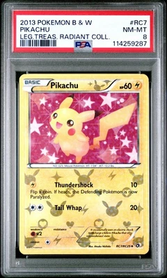 2013 POKEMON LEGENDARY TREASURES PIKACHU #RC7 HOLO PSA 8 NEAR MINT #114259287 - Image 1 of 2