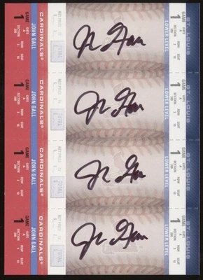 John Gall 2004 Fleer Authentix Booster Ticket with 4 AUTOGRAPHS Cardinals - Image 1 of 2
