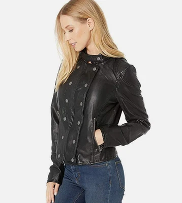 Chaqueta Free People New Dawn imitación cuero negra talla mediana Foto 1 de 4