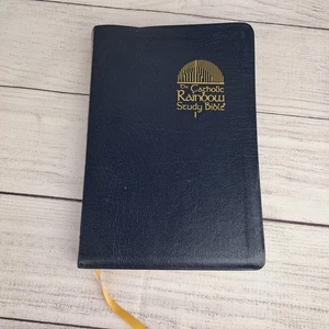 Catholic Rainbow Study Bible Color Coded Bold Line 2nd Edition Navy Blue - Foto 1 di 13