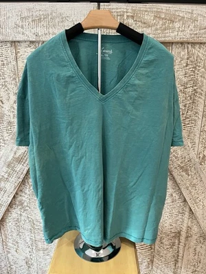 Camiseta para mujer verde azulado liso cuello en V manga corta talla XL Foto 1 de 4