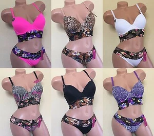 4 BRAS PANTIES ULTIMATE PUSH-UP LACE BUSTIER Crop BRALETTE 6 hooks 1866 32B-40C - Picture 1 of 12