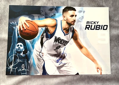 Ricky Rubio Minnesota Timberwolves 18.5x12.5 Poster signed autograph - Image 1 of 4