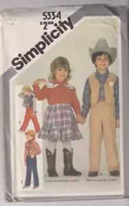 5334 SIMPLICITY - Western SHIRT VEST SKIRT & PANTS - UNISEX Size 6 - Picture 1 of 2
