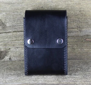 Leather belt pouch. Black bag. Hip bag. Black leather belt purse. - Picture 1 of 7