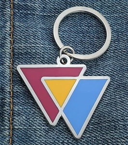 Pansexual Flag Triangles Pink Yellow and Blue LGBTQ Support Pride Metal Keychain - Foto 1 di 1