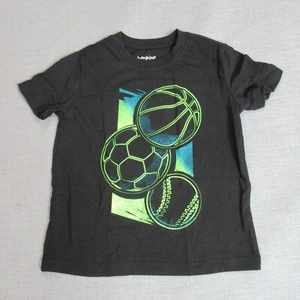Jumping Beans T Shirt Boys Size 4 Black Sports Balls Short Sleeve Crew Neck Tee - Picture 1 of 6