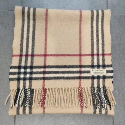 Bufanda silenciadora vintage Burberry beige lana cachemir minimal Nova Check 52x12,5 Foto 1 de 4