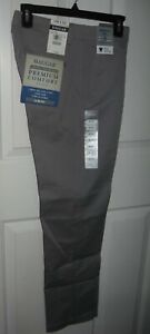Haggar Premium Comfort Khaki Pants Flat Front Slim Fit 29x30 Grey New