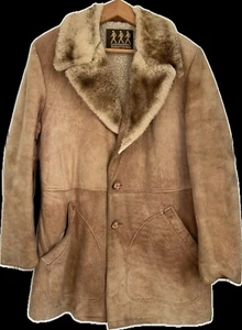 VTG Robert Lewis Winter Coat Leather Suede Jacket Sherpa 42 Marlboro Man READ - Picture 1 of 11