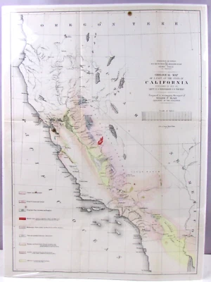 LG GEOLÓGICO 1857. MAPA PLEGABLE DE CALIFORNIA COLOREADO A MANO WILLIAMSON BLAKE Foto 1 de 4