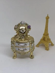 Vintage Style Vanity Jeweled Metal Pill/Trinket Box - Picture 1 of 10