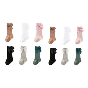 1 Pairs Toddler Newborn Knee High Bowknot Knit Mesh Socks Baby Lace Socks - Picture 1 of 32