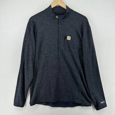 Camisa CARHARTT Para Hombres L Force Peso Medio Capa Base Poli-Lana 1/4 Cremallera MBL120 Azul Foto 1 de 4