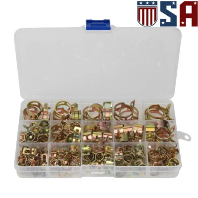 115 piezas abrazaderas de aire de manguera línea de agua clip de combustible de resorte galvanizado 6-22 mm Foto 1 de 4